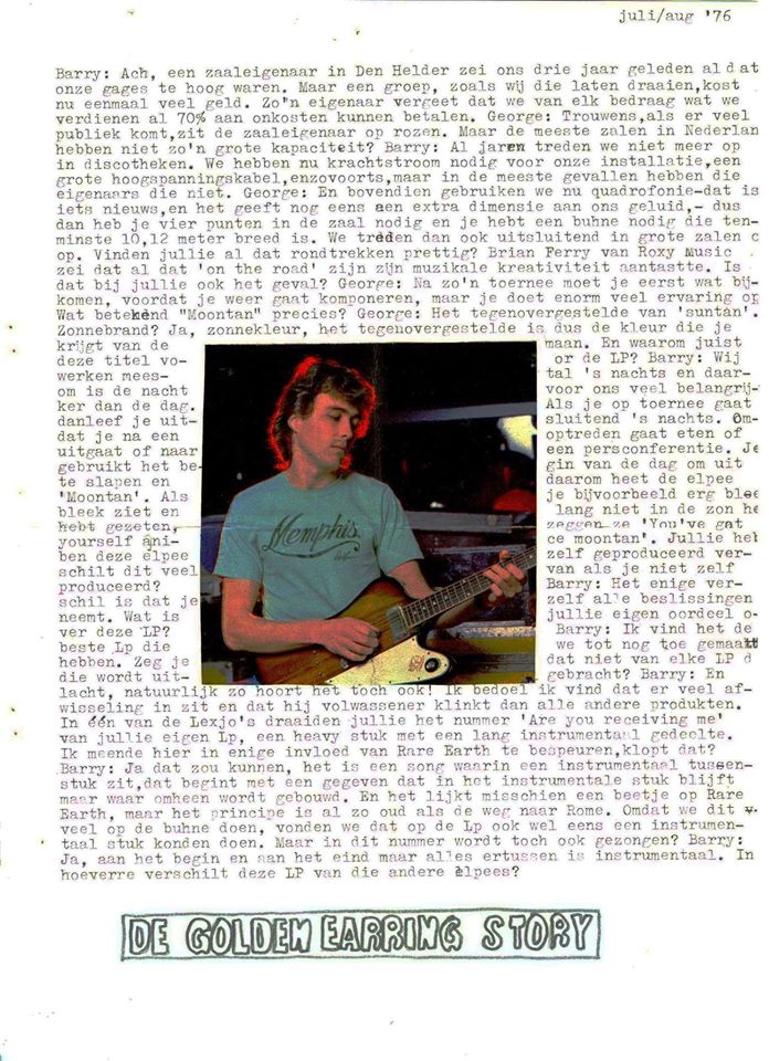 Golden Earring fanclub magazine 1976#7-8 Page 5